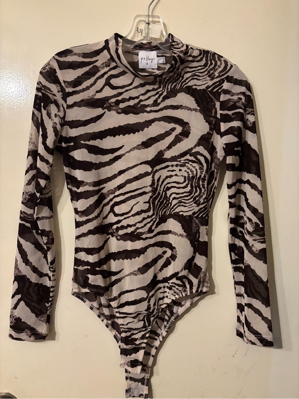 Striped Zebra-Pattern Long Sleeve Bodysuit with Snap Closure